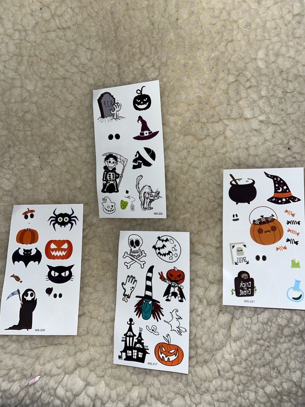4 Halloween Glow-in-the-Dark Luminous Temporary Tattoo Sheets